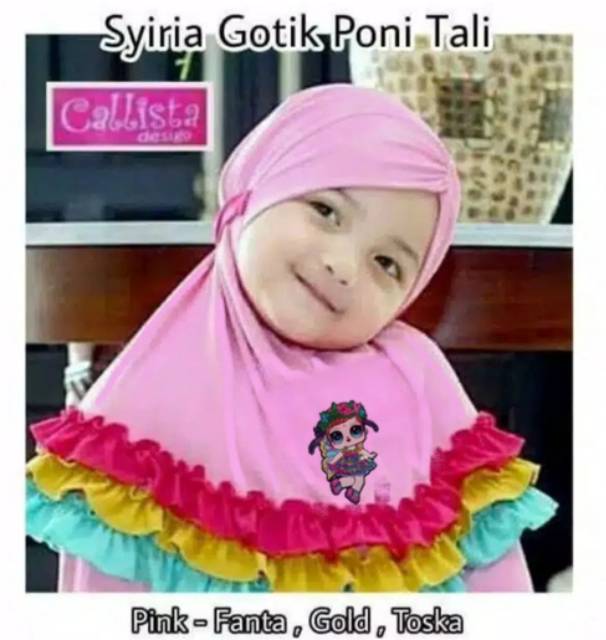 JILBAB ANAK BAYI LUCU 0-3 TAHUN LOL LED MUSIK / HIJAB BAYI ARSYI PELANGI LOL LED MUSIK