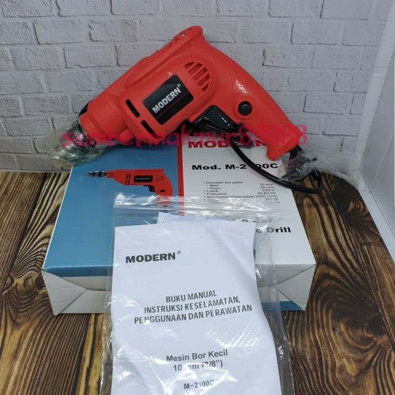 Mesin bor listrik modern 10mm bolak balik / modern m-2100c / bor kayu