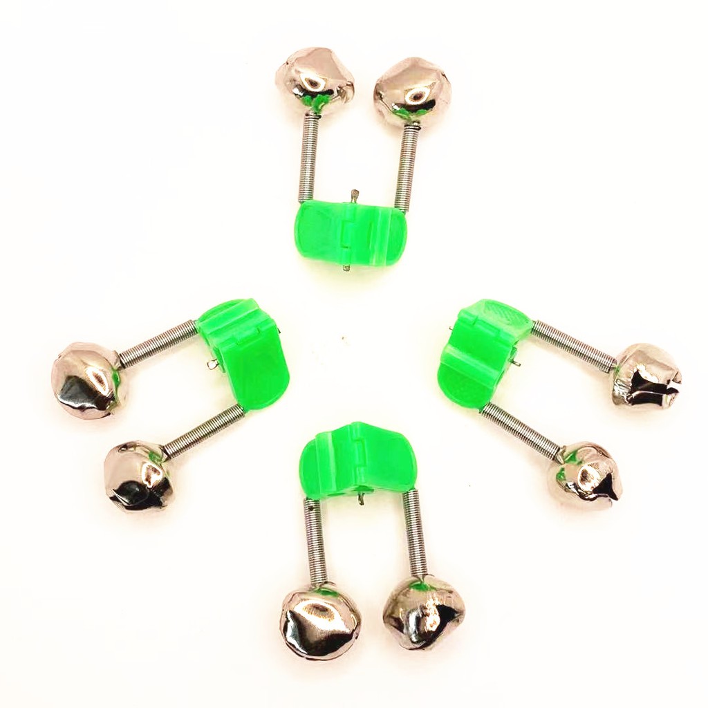 1Pcs Tip Ujung Penjepit Pancing Ikan Bite Lure Alarm Peringatan Twin Bell Cincin Klip Fishing Bite Alarms Fishing Rod Bell Rod Clamp Tip Clip Bells Ring Green ABS Fishing Accessory Outdoor Metal