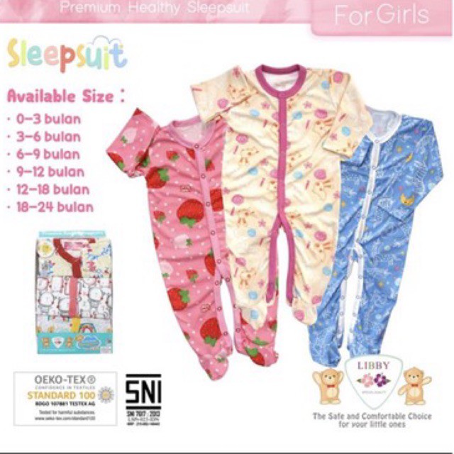 LIBBY SLEEPSUIT BAYI BAJU BAYI PEREMPUAN BAJU BAYI ANAK LAKI LAKI