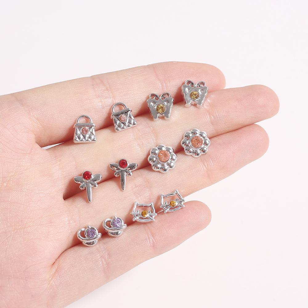 Mix Style Small Stud Earrings Set For Girls Women Cute Heart Child Earring Fashion Jewelry Gift