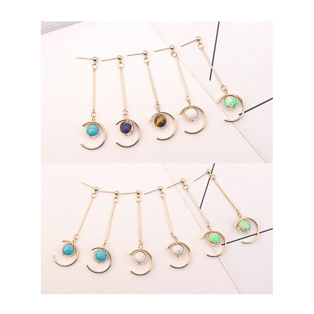 LRC Anting Tusuk Fashion Semicircle Shape Decorated Earrings