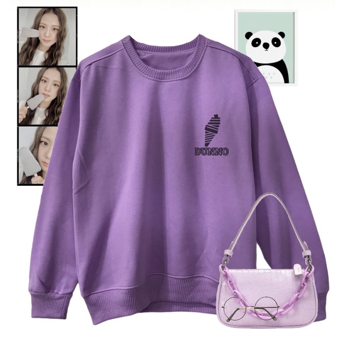 jaket wanita Sweater Fleece Lilac Dunno M-XXL Pastel Colour - Lilac, M original crop import terbaru 