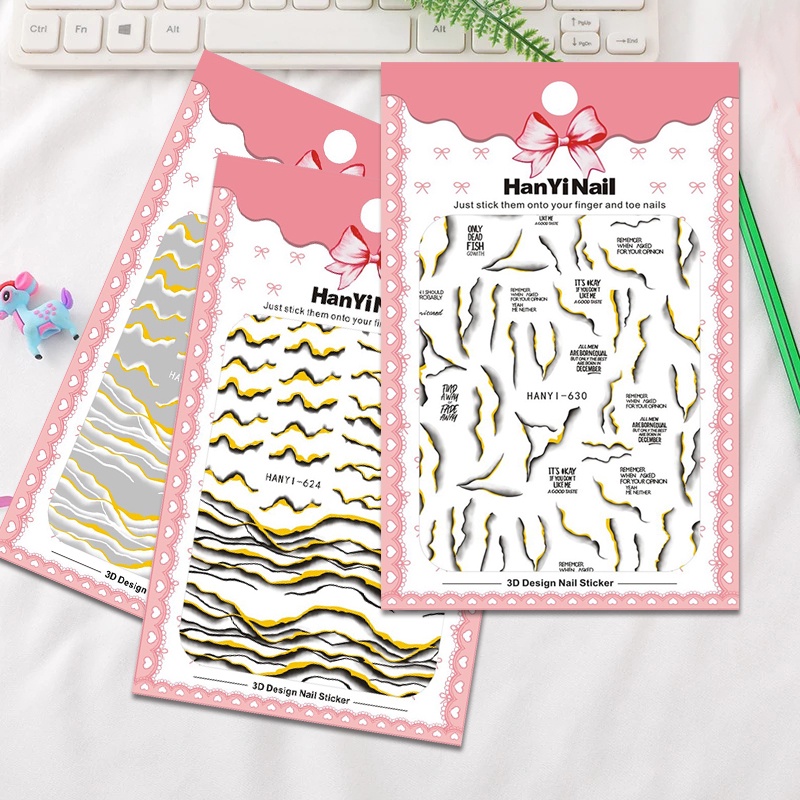 Stiker Kuku 3D Motif Abstrak Untuk Nail Art