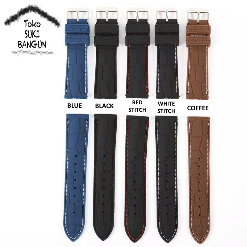 TALI JAM 22mm Rubber STITCH Crocodile Pattern Watch Band Strap