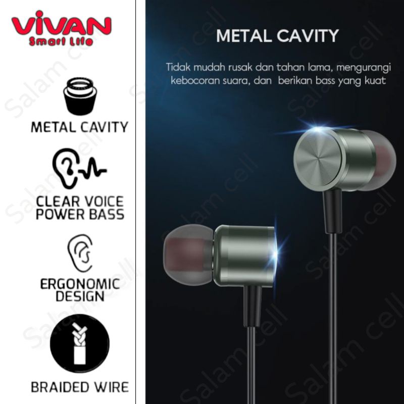 Headset Vivan Q11S Metal Bass Ergonomis Bergaransi Original