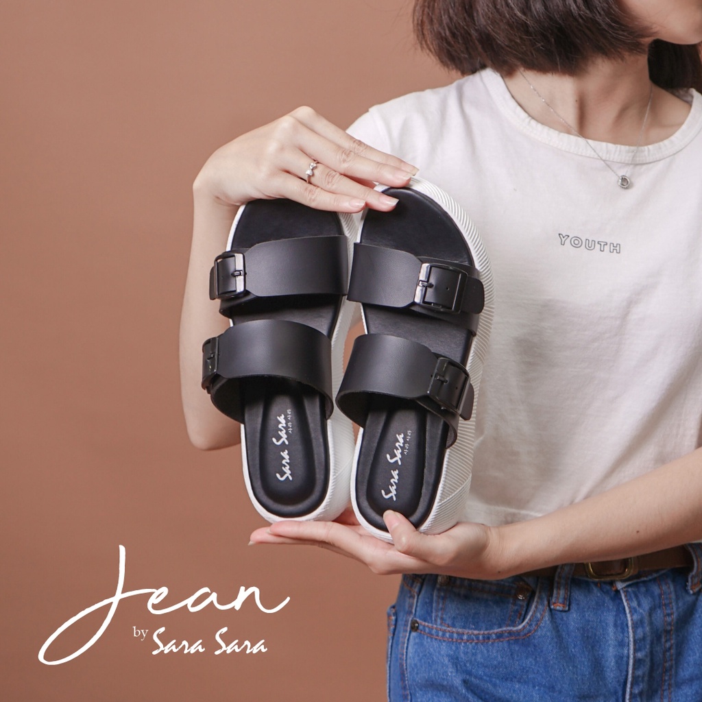 SARASARA JEAN Size 36-40 Sandal Selop Casual Wanita Sendal Slop Cewek Dua Ban Sandal Platform Wanita