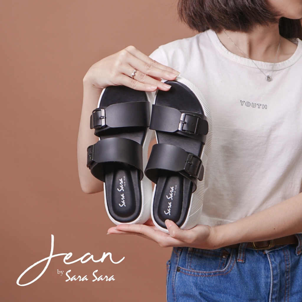 Sara Sara JEAN Sandal Wanita Double Strap sandal ban dua sandal cewek terbaru