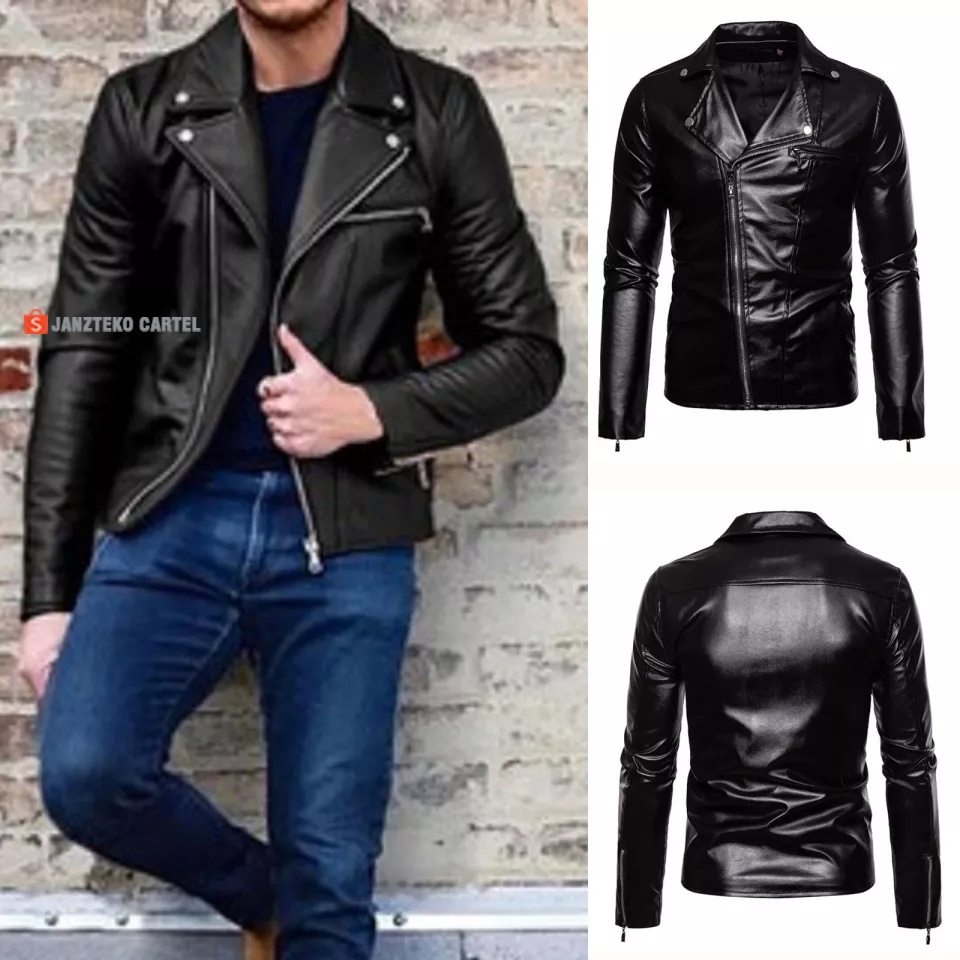 JNK x RACER - Jaket Kulit Sintetis Viena Pria Biker Motor Bahan Faux Synthetic Leather Premium Original Cowok Laki Laki Remaja Dewasa Anak Muda Kekinian Branded Elegan Mens Slim Fit Terbaru 2021 Touring Racing Riding Sunmori Acara Pesta Jalanan Nongkrong