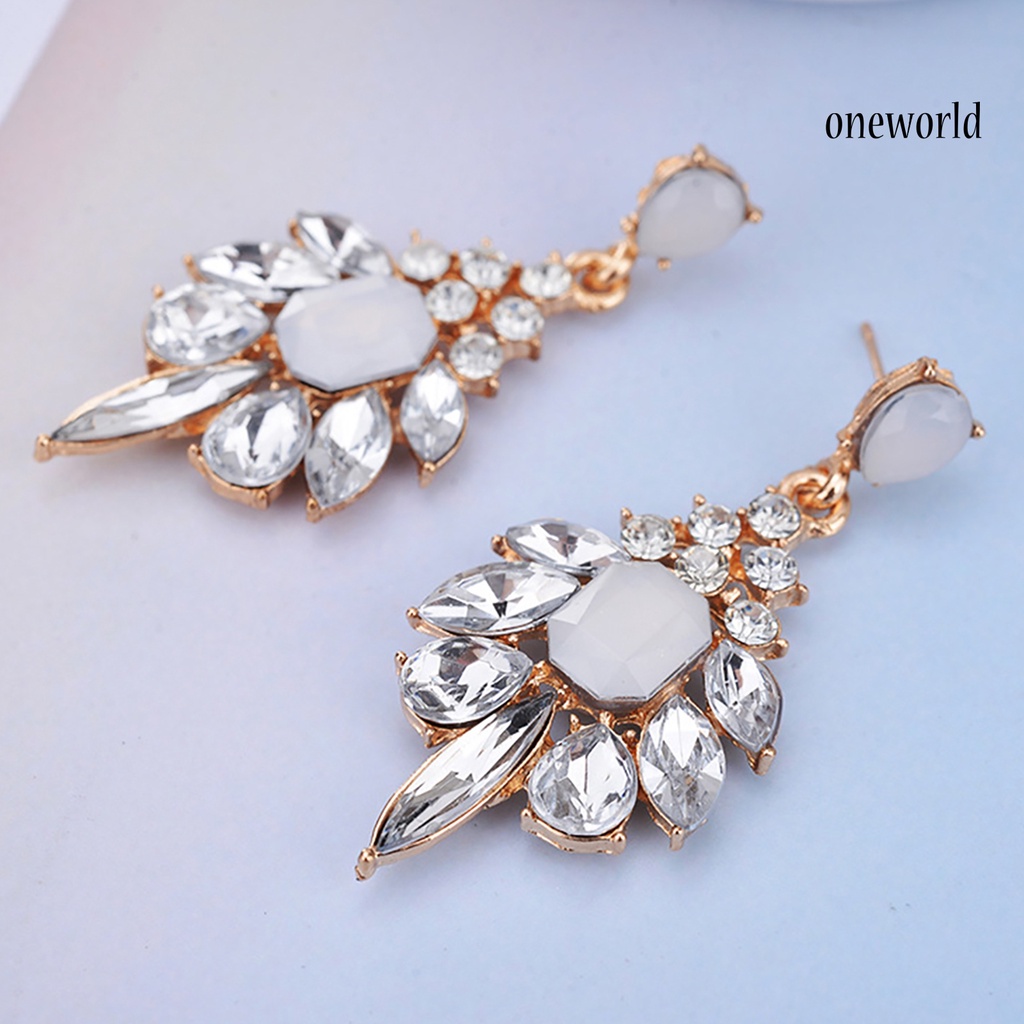 OW@ 1 Pair Earrings Attractive Water Drop Shape Alloy Women Girls Ear Studs for Wedding