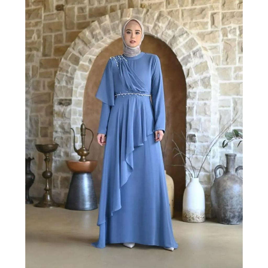 [COD] Yuvika dress Gamis Kondangan Aplikasi Mutiara Dress Remaja Terbaru Fashion Muslim Mutiara Gamis Ceruty Gamis Brukat