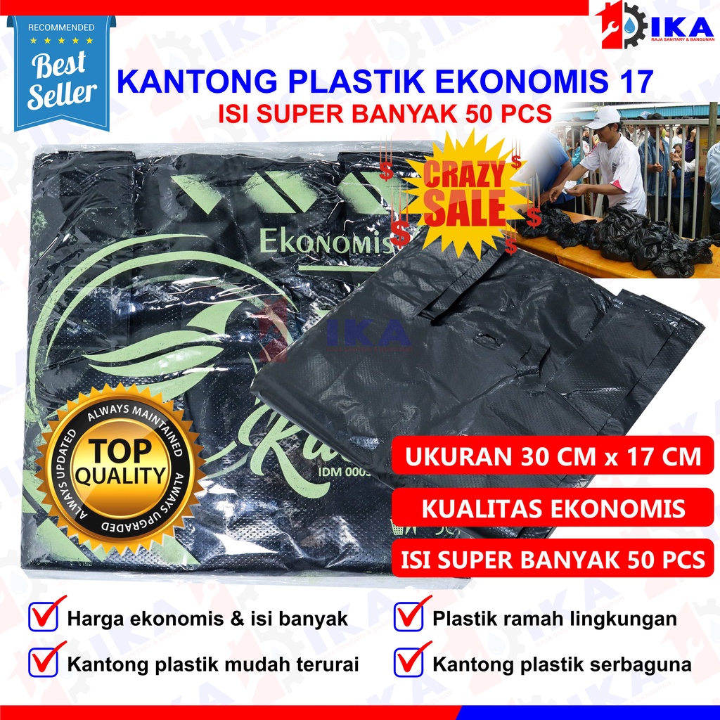 Kantong Kresek | Kantong Plastik HD Hitam ekonomis | kantong plastik Hitam | plastik kresek | UK 17x30