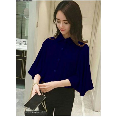 [Gita Varian Warna RO] Blouse Wanita Twiscont Maroon/Putih/Navy/Peach