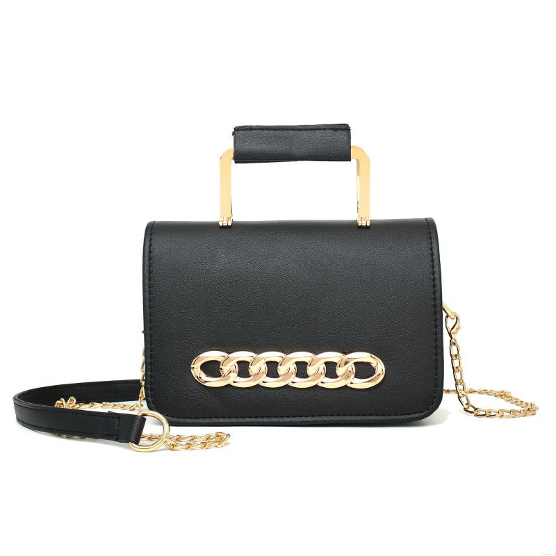 TAS SELEMPANG HITAM POLOSAN BLOCK CHAIN WANITA TALI RANTAI FOREVER BAG