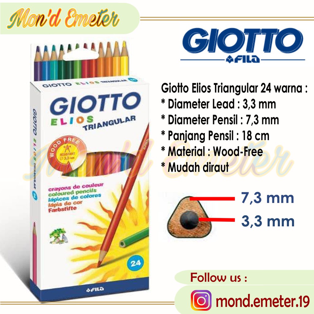 

Giotto Elios Triangular Pencil Color Wood Free 24 Warna Original Lyra - Alat Tulis - Stationery