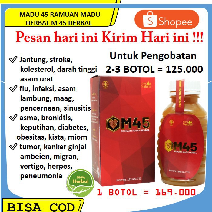 ( Original ) MADU 45 Herbal Terapi Jantung Kolesterol Darah Tinggi Diabetes Trigliserida Terpercaya