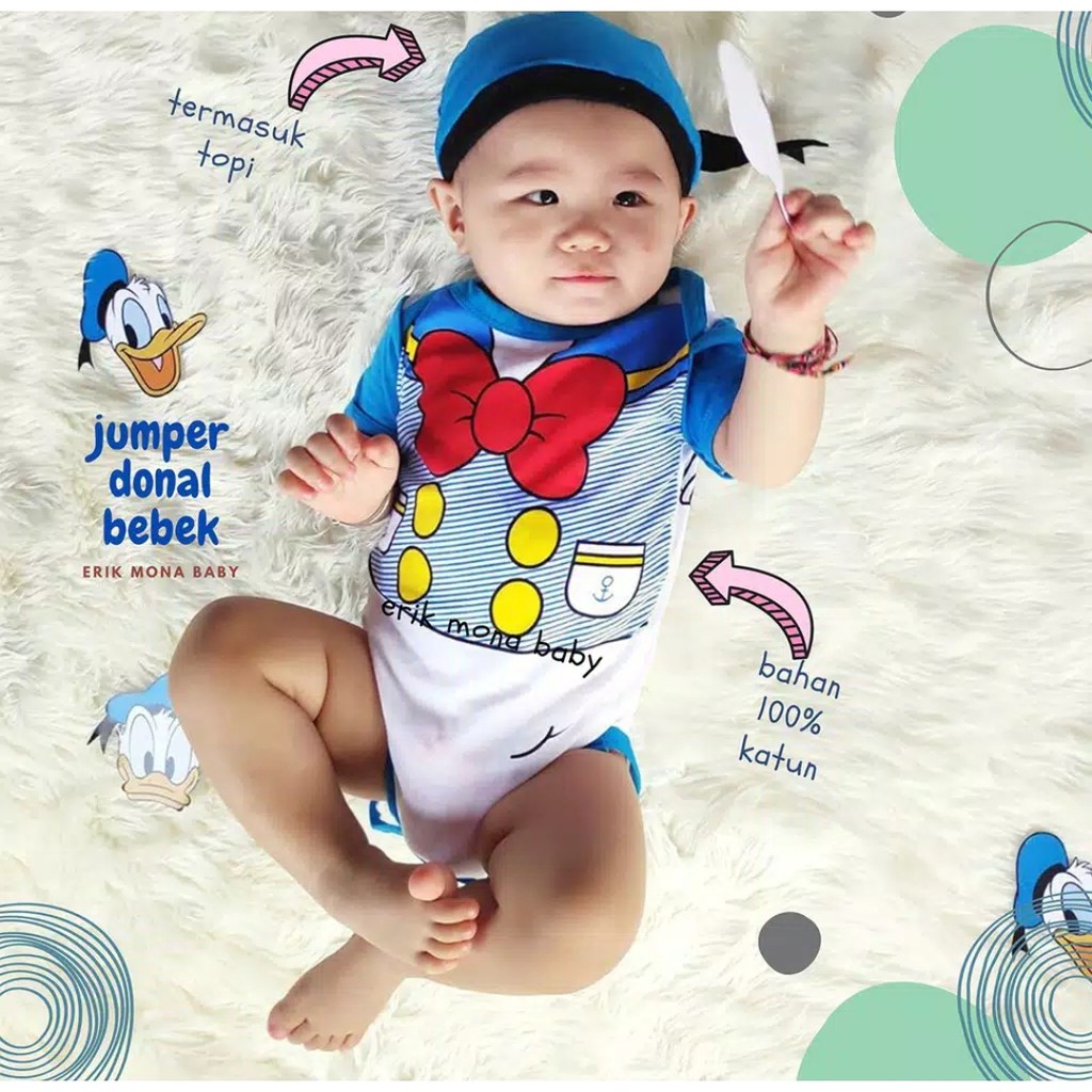 Kaos Bayi / Baju Bayi / Jumper bayi lucu Karakter Donald Duck