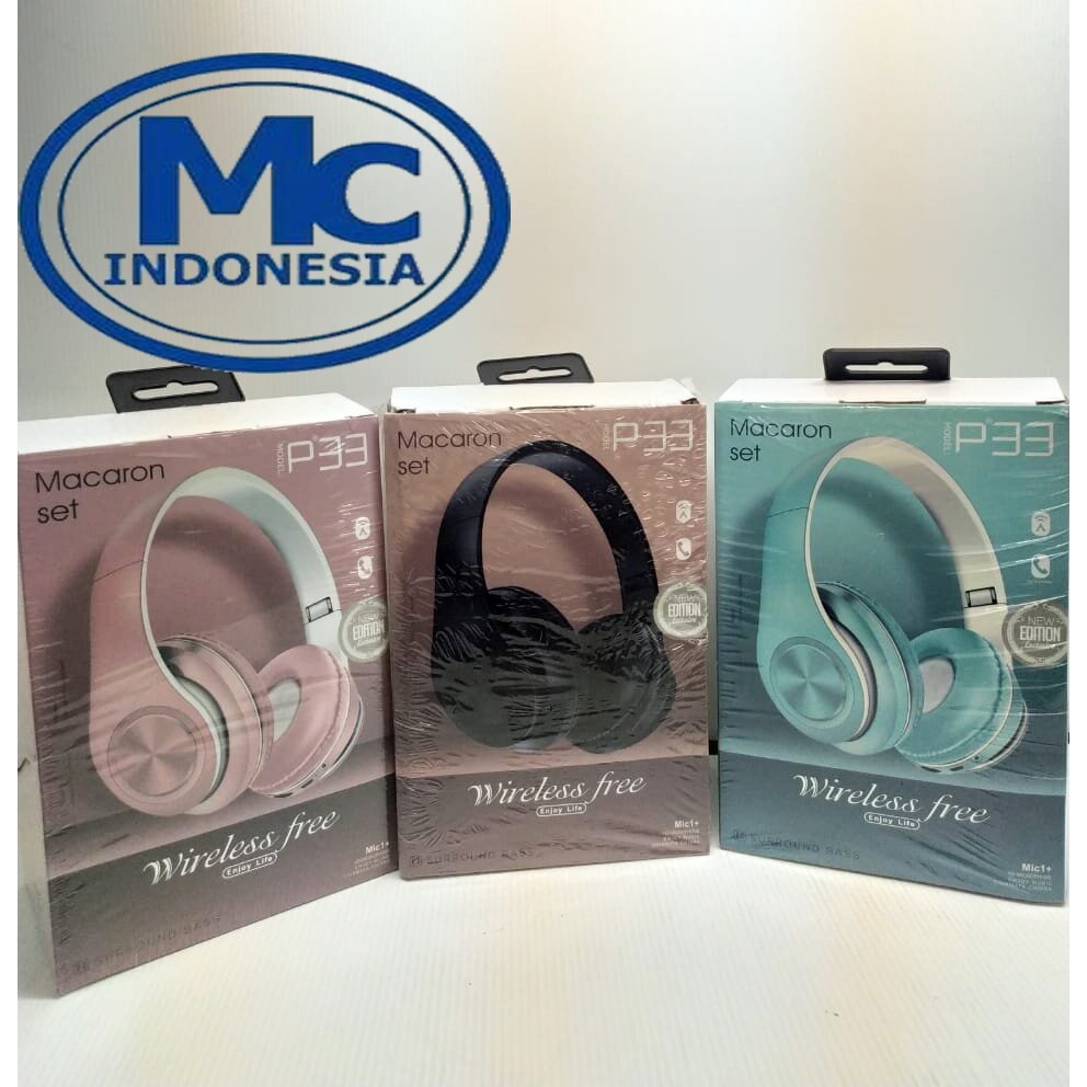 Headphone Wireless Bluetooth P33 Macaron