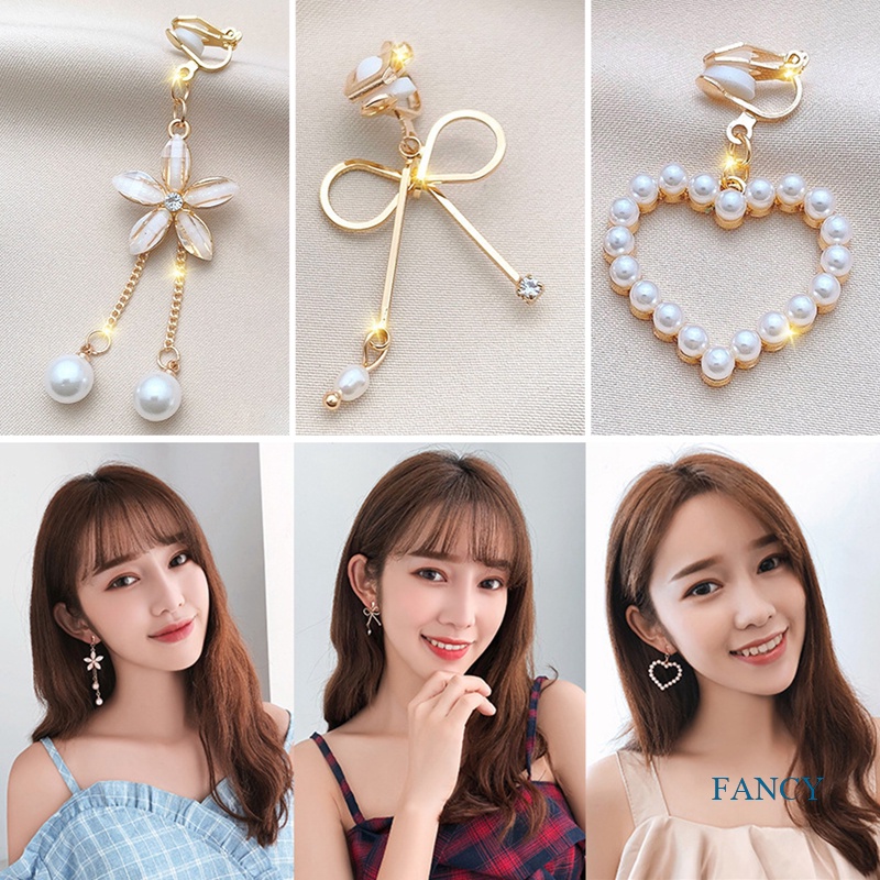 Anting Klip Tanpa Tindik Model Rumbai Gaya Korea Untuk Wanita