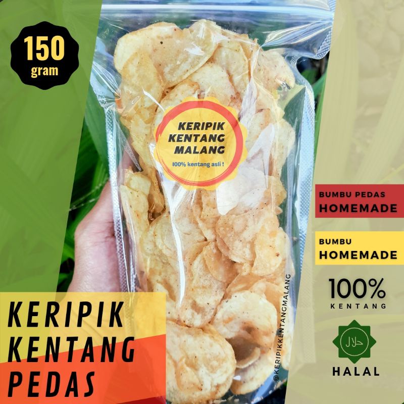 

Keripik Kentang | Keripik Pedas | Oleh Oleh Khas Malang | Rasa Pedas - 150 gram