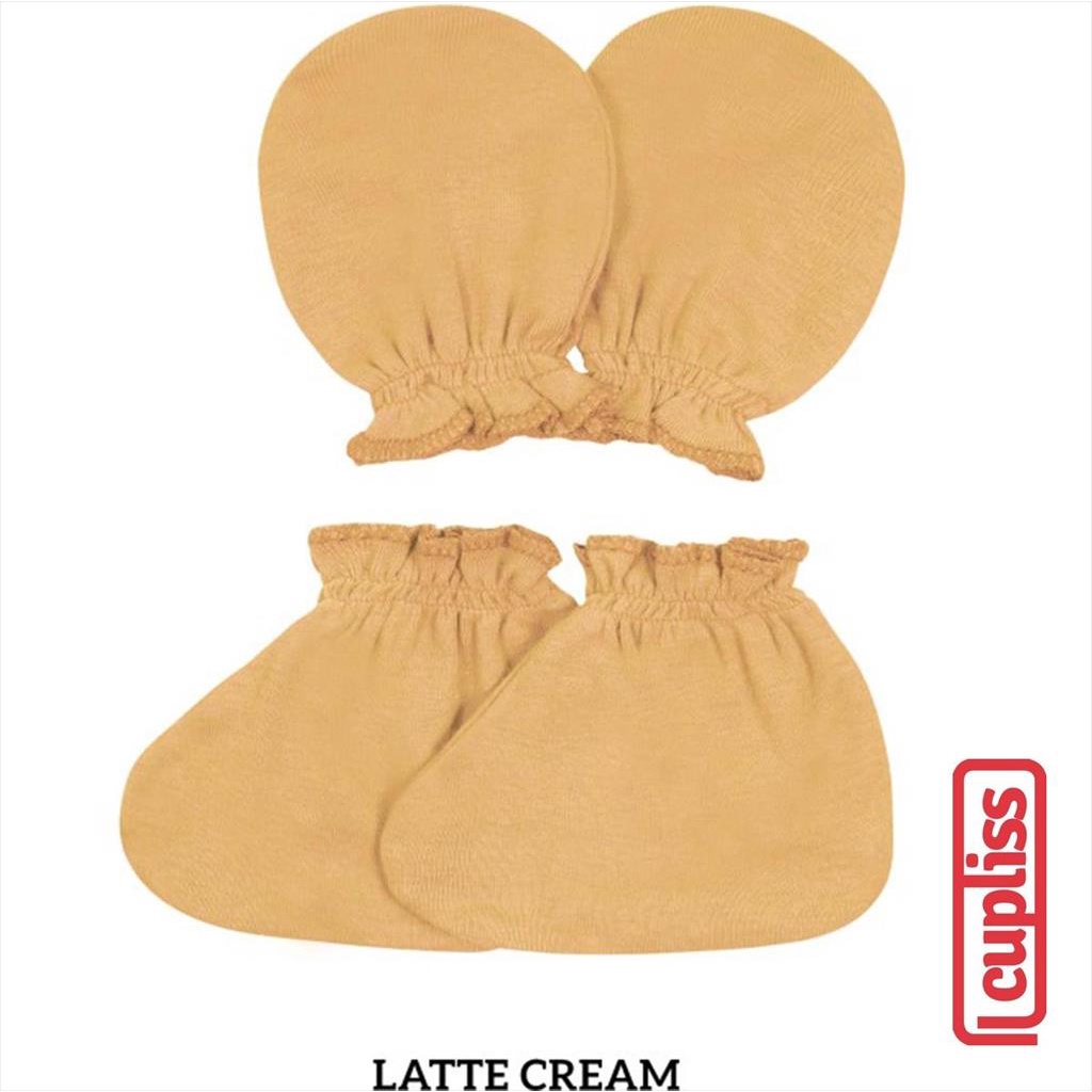 Latte Cream Little Palmerhaus Mittens Booties Sarung Tangan Kaki Bayi