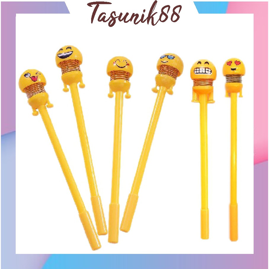 

⭐TasUnik88⭐ R163 Pena Emoji Spring Pulpen pen karakter EMOTICON SOUVENIR EMOT goyang unik lucu COD