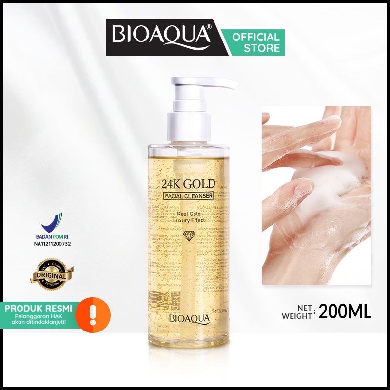 【BPOM】BIOAQUA face wash 24K Gold Facial Cleanser pembersih wajah 200ml