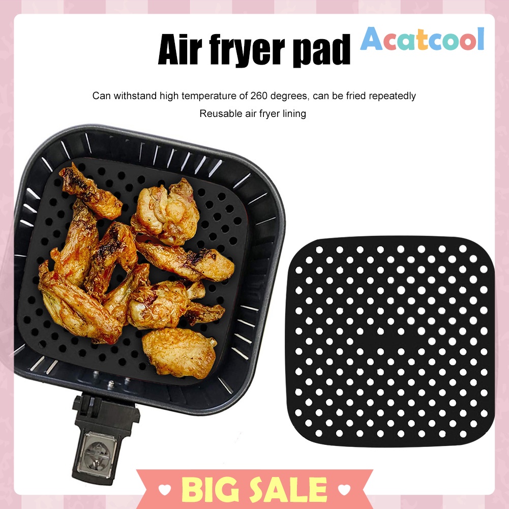 Air Fryer Liners Anti-stick Pad 7.5-9 inch Perforated Silicone Steaming Mat