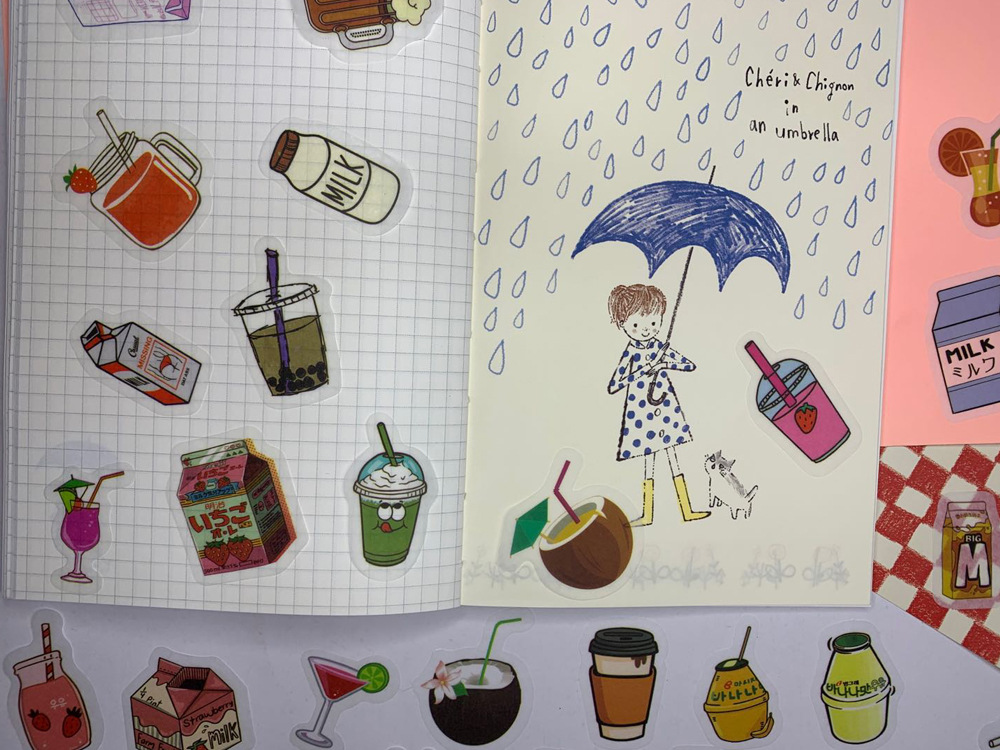 Various cartoon drink hand account stickers DIY recipe decoration diary and paper hand account stickers 40 pieces