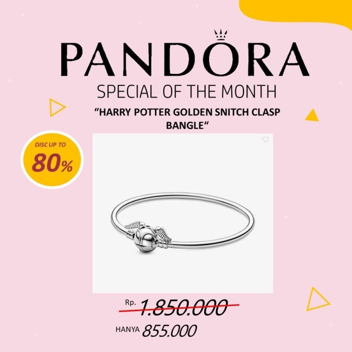 PROMO GELANG PANDORA HARRY POTTER GOLDEN SNITCH CLASP BANGLE ORIGINAL - 20 CM