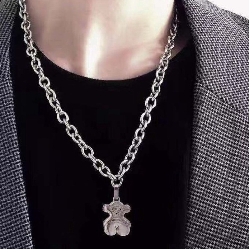 Korean version of the cute bear pendant girl wild hip-hop clavicle chain 210818