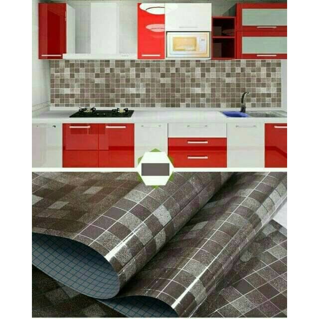 Wallpaper dinding dapur kamar mandi coklat minimalis cantik murah