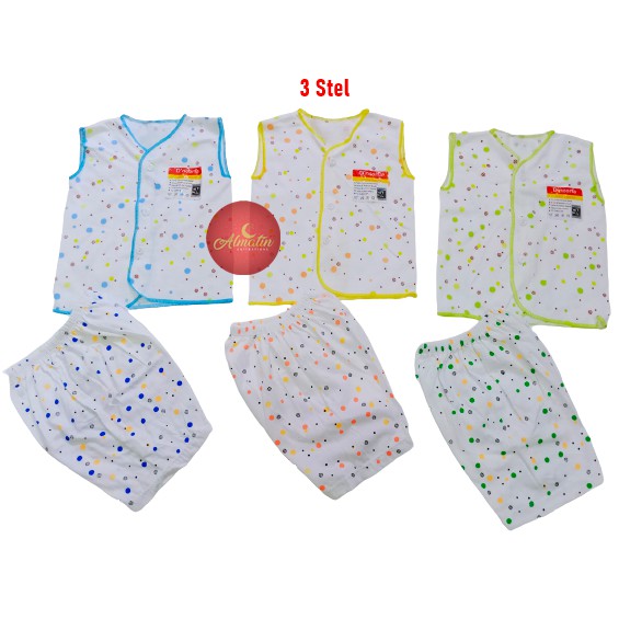 3 Stel Setelan Baju Bayi Kutung Newborn D'noorfa SNI