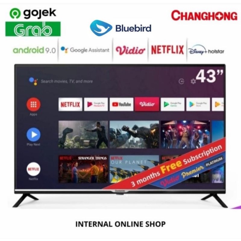 Changhong L43H4 Smart TV 43 Inch Android TV Digital TV Garansi Resmi