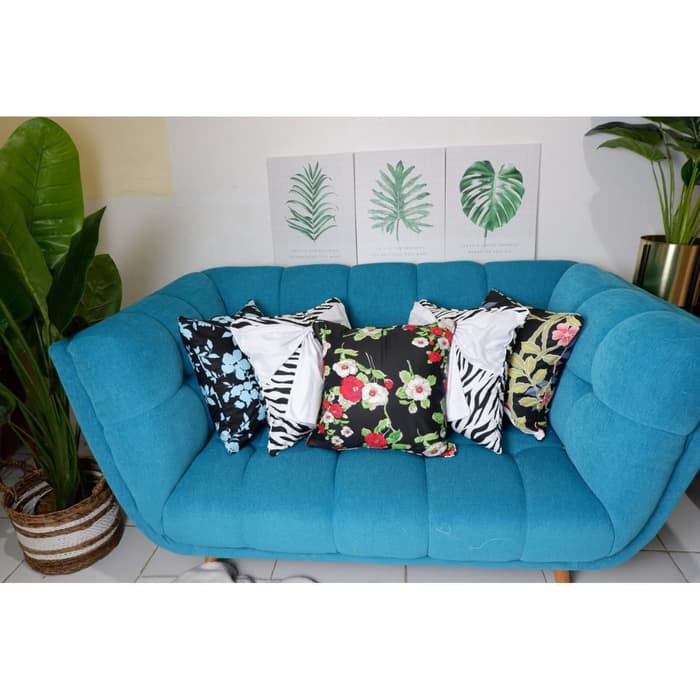 Murah Set Sarung Bantal Sofa Retro Pita Putih Hitam uk 40x40cm