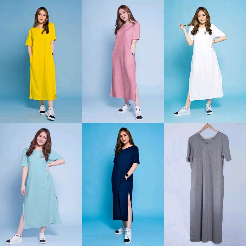 VEE LOOSE DRESS WANITA CASUAL MAXY BIG SIZE JUMBO