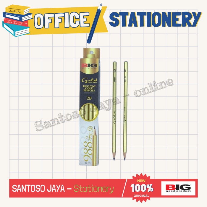 

Pensil 2B BIG Executive GOLD 988 - Pencil BIG 2B - 1 Pak - 12 pcs