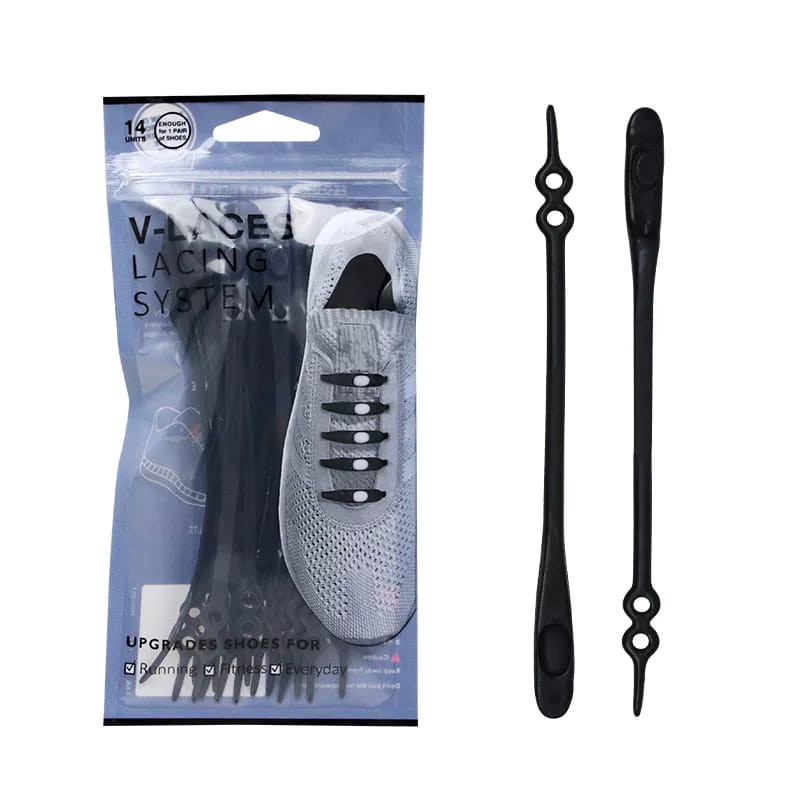 ORIGINAL VTIE SHOE LACE TALI SEPATU KEKINIAN BAHAN SILICON ISI 14PCS TALI SEPATU FASHION