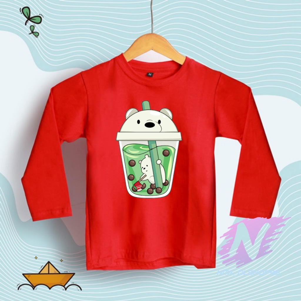 KAOS ANAK LENGAN PANJANG ANIMASI BOBA WE BARE BEARS