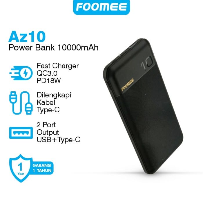 A_   Powerbank FOOMEE AZ10 Powerbank 10000mAH Fast Charging 3.0 18W