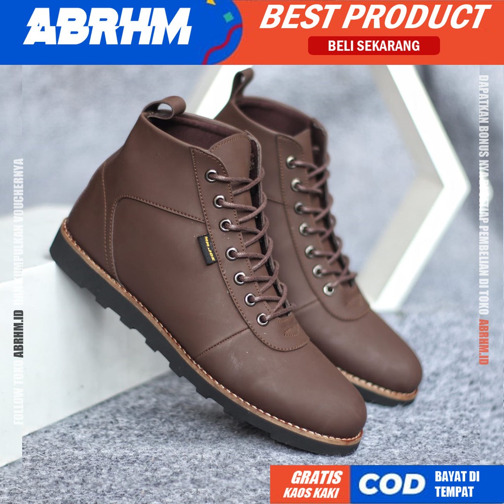 ABRHM x BARA Sepatu Boots Casual Pria kulit Sintetis Kasual Kerja boot Cowok Original