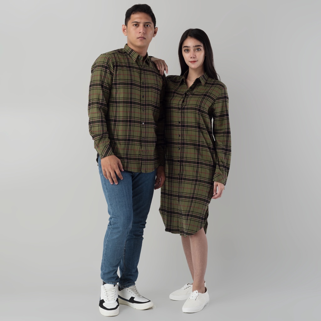 Benhill Kemeja Tunik Couple Flannel Kotak Hijau 0724-11735-28068-11733
