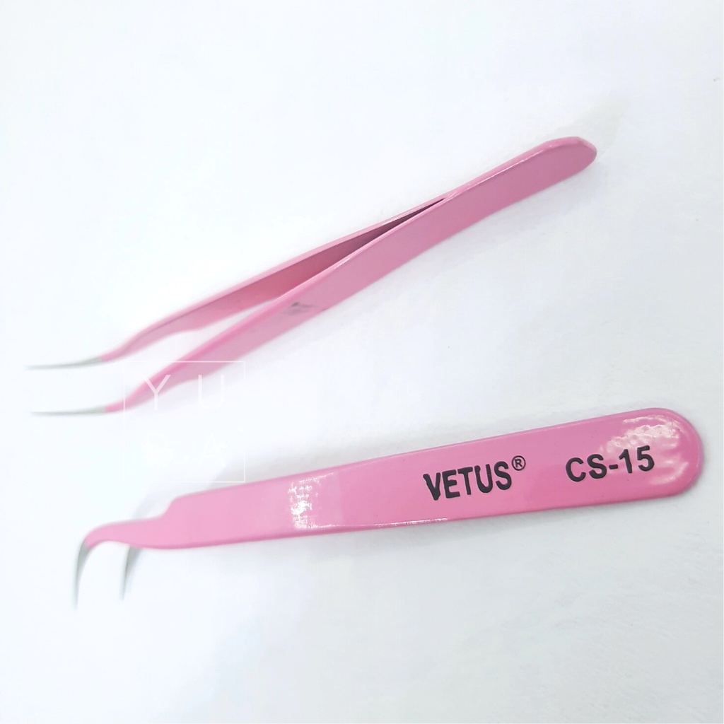 TWEEZER VETUS PINK / Pinset Bulu mata palsu / eyelash extension pinset bengkok lurus