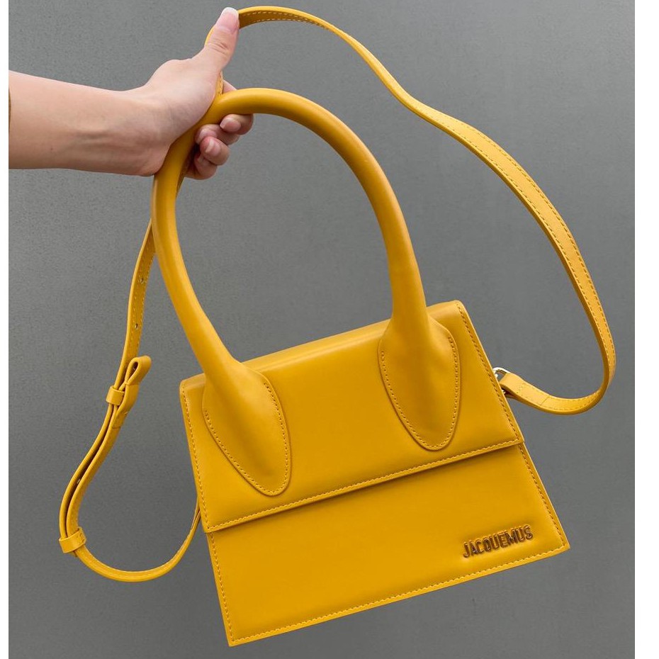 Tas Jacquemus Le Grand Chiquito Leather Tote Large Besar Kuning Yellow Original ORI Wanita Perempuan
