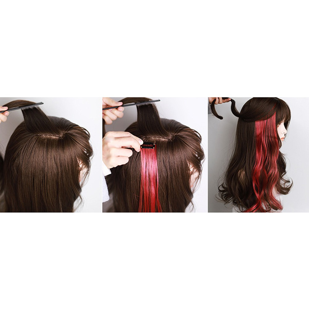 【COD Tangding】8 Colors Ladies Large Wave Hanging Ear Dyed Wigs Single Clip Curls