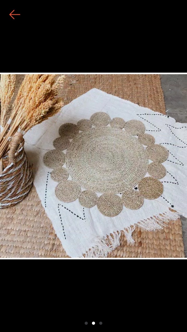 Rug Seagras Matahari D70 Cm/ Karpet Bulat Anyaman/ Dekorasi Boho / Alas Tikar