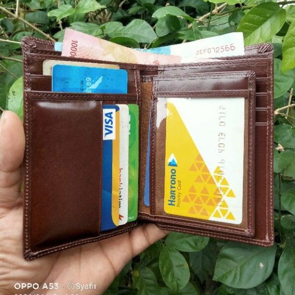 Dompet Kulit Pria berdiri 16 slot tempat kartu (dms)