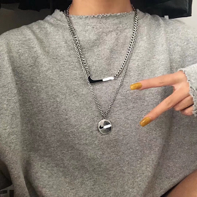 Necklace Checkmark Pendant Harajuku Style Trendy Simple Couple Hip Hop Personality