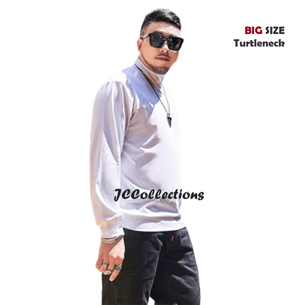 Sweater Turtleneck Big Size 3XL Pria Rajut /  Knitting Jumbo Sweater Roundhand - JCCollections-Putih Big