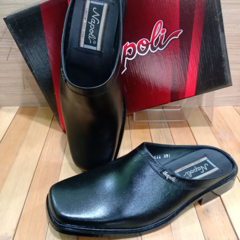 sandal sepatu bustong kulit pria  NAPOLI hitam 111 ORIGINAL